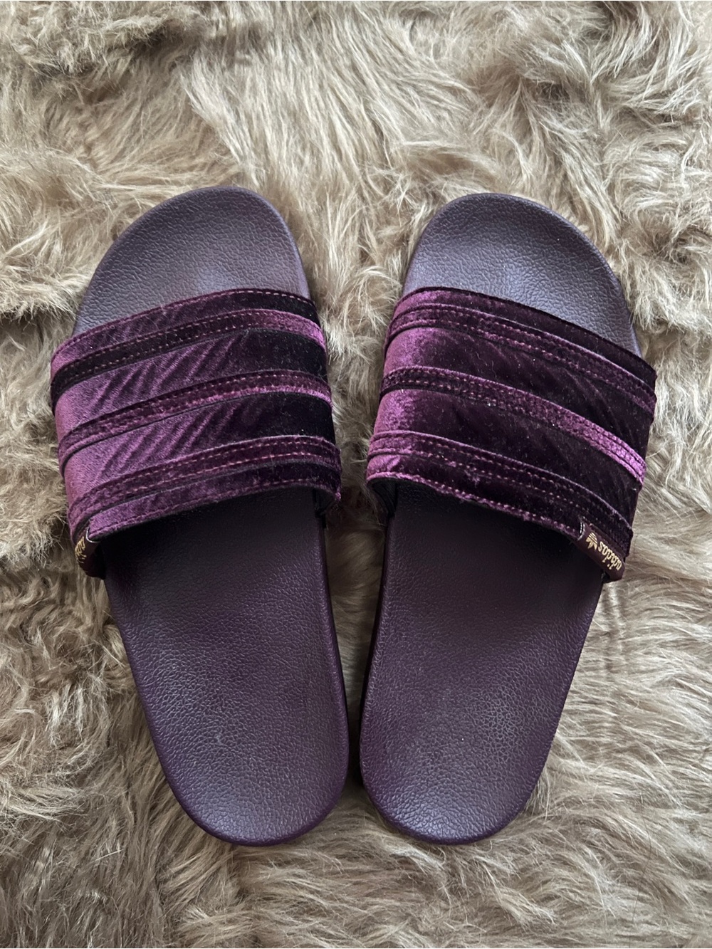 Adidas Slide Sandals in Deep Plum - worn once